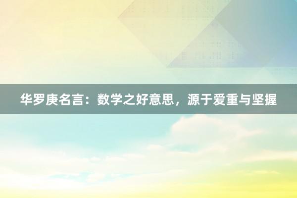 华罗庚名言：数学之好意思，源于爱重与坚握